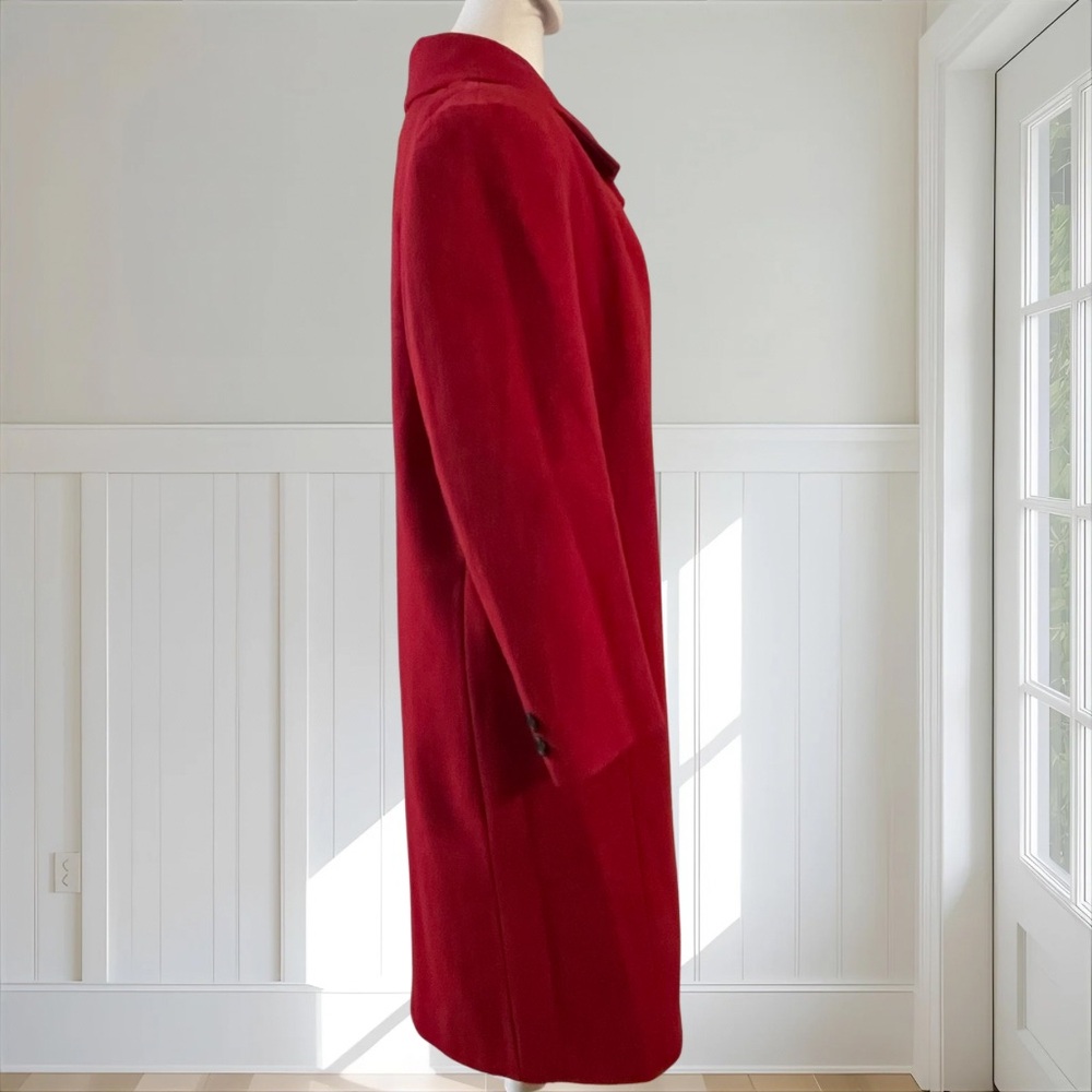 ADOLFO CLASSICS Vintage 90s Red 100% Wool Double Breasted Long Coat 8P Ukraine - Picture 8 of 12